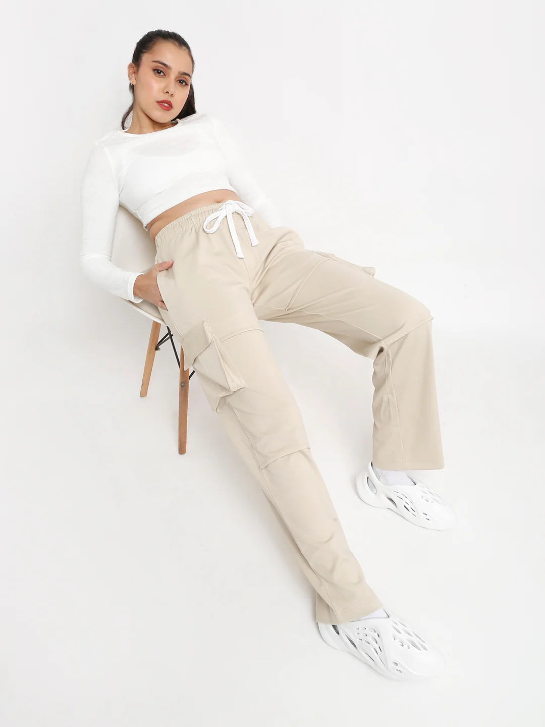 Beige Utility Cargo Pants - Image 6