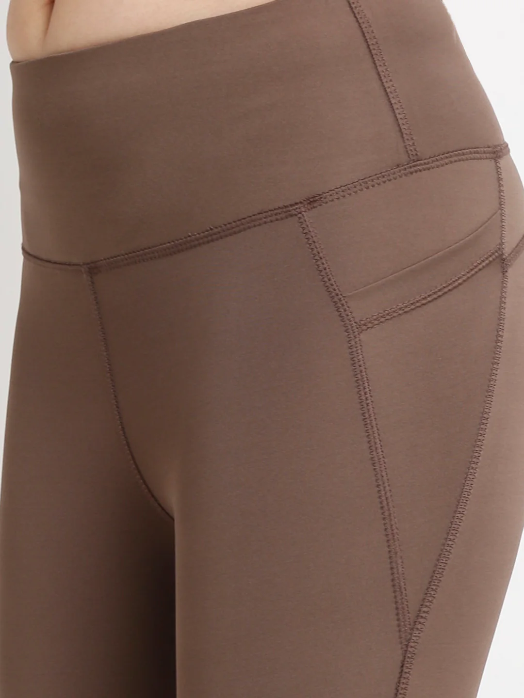 Brown Flare High Waisted Essential Pants With Pockets - Image 5