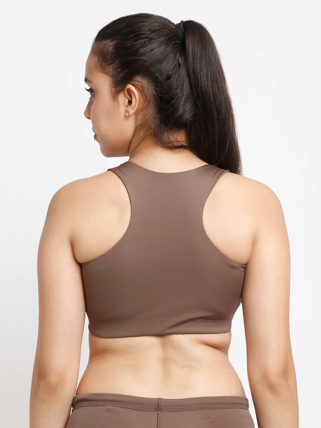Brown Essential Racerback Sports Bra - Image 3