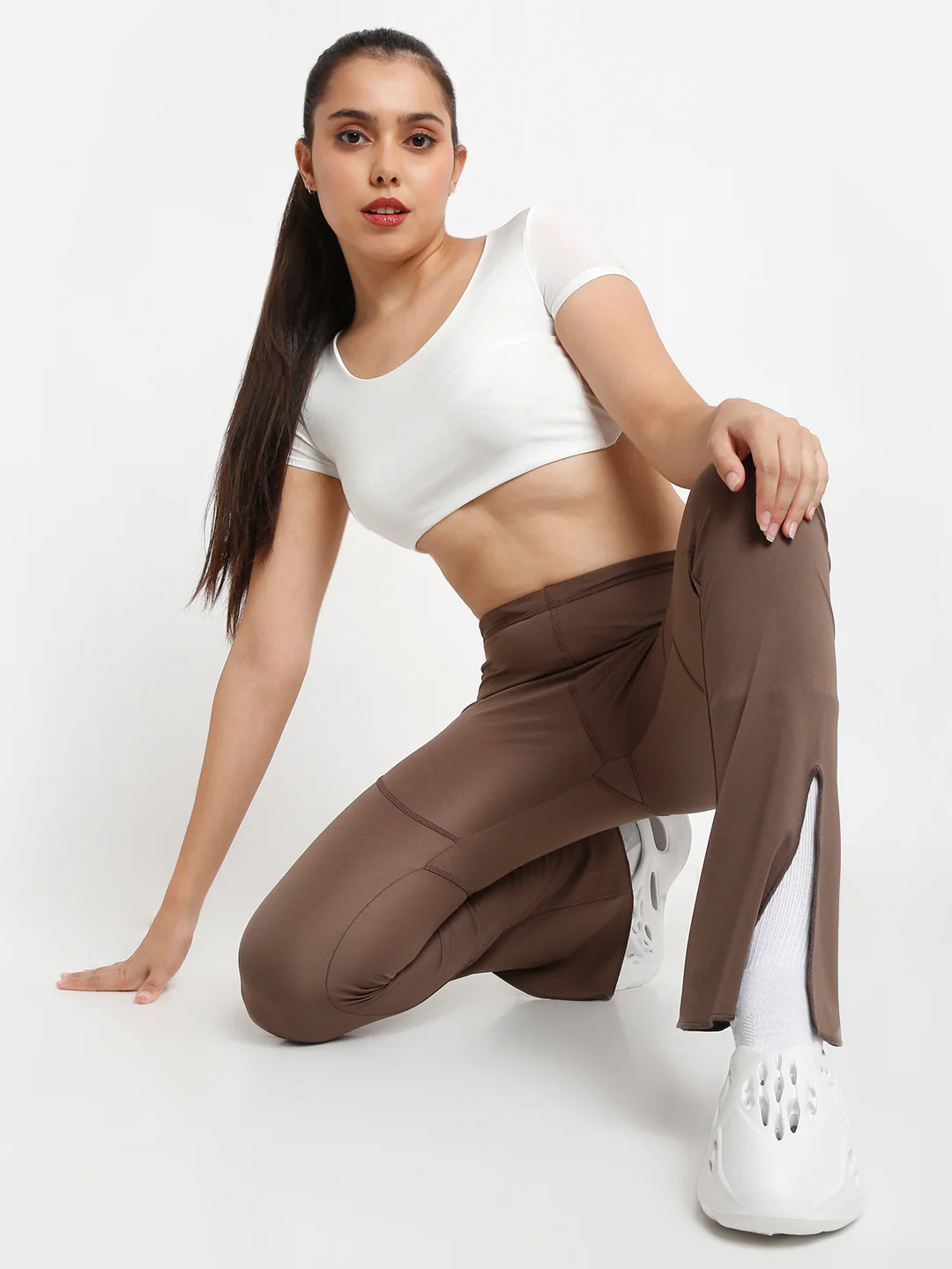 Brown Side Slit Flare Pants - Image 5