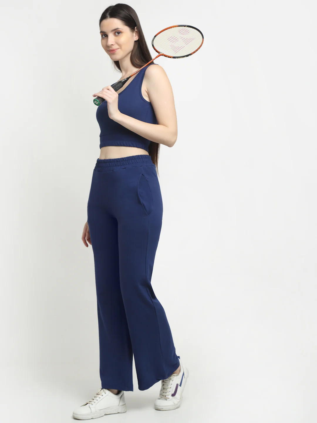 Navy Blue Flared Track Pants - Image 3