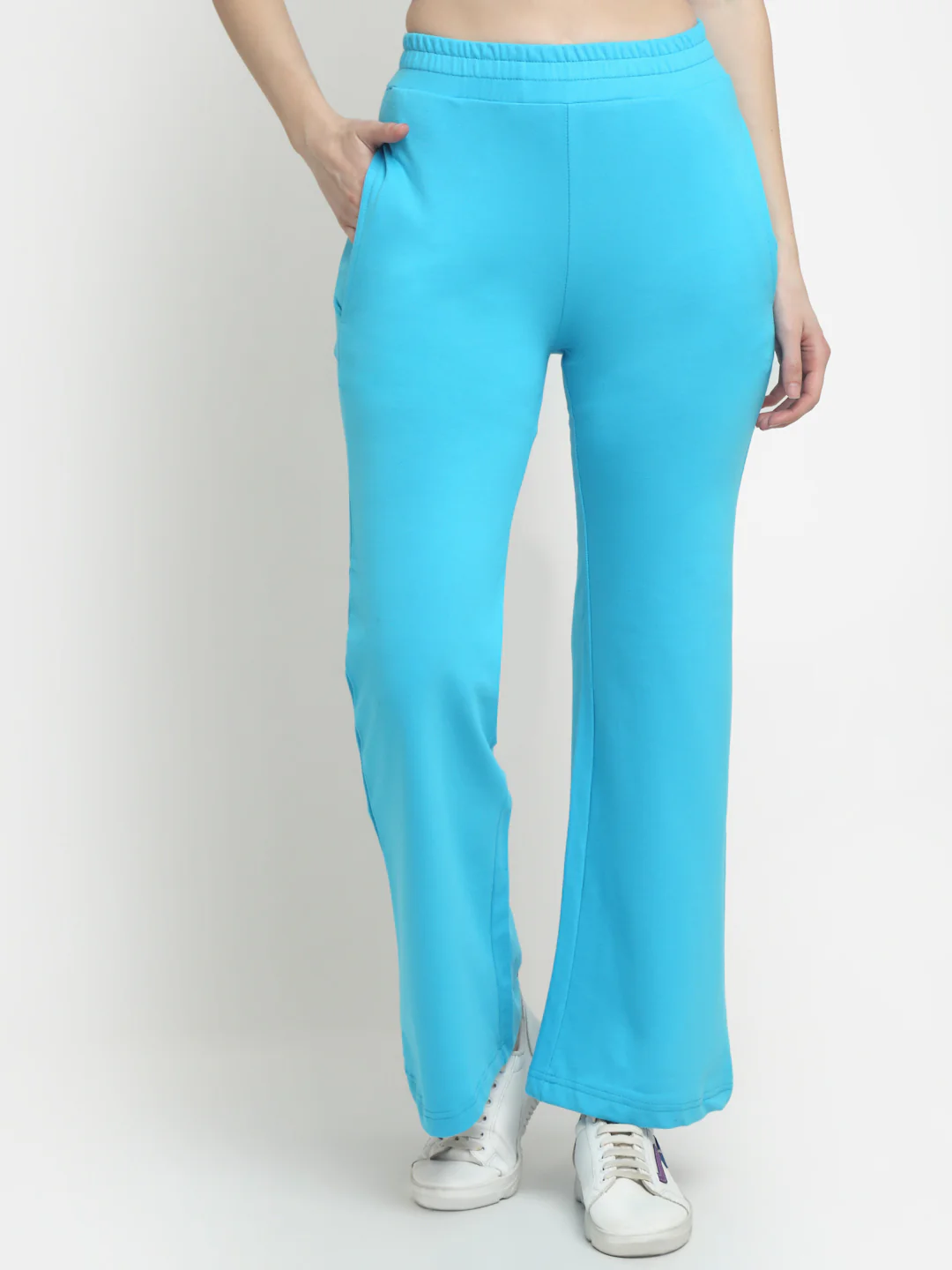 Sky Blue Flared Track Pants