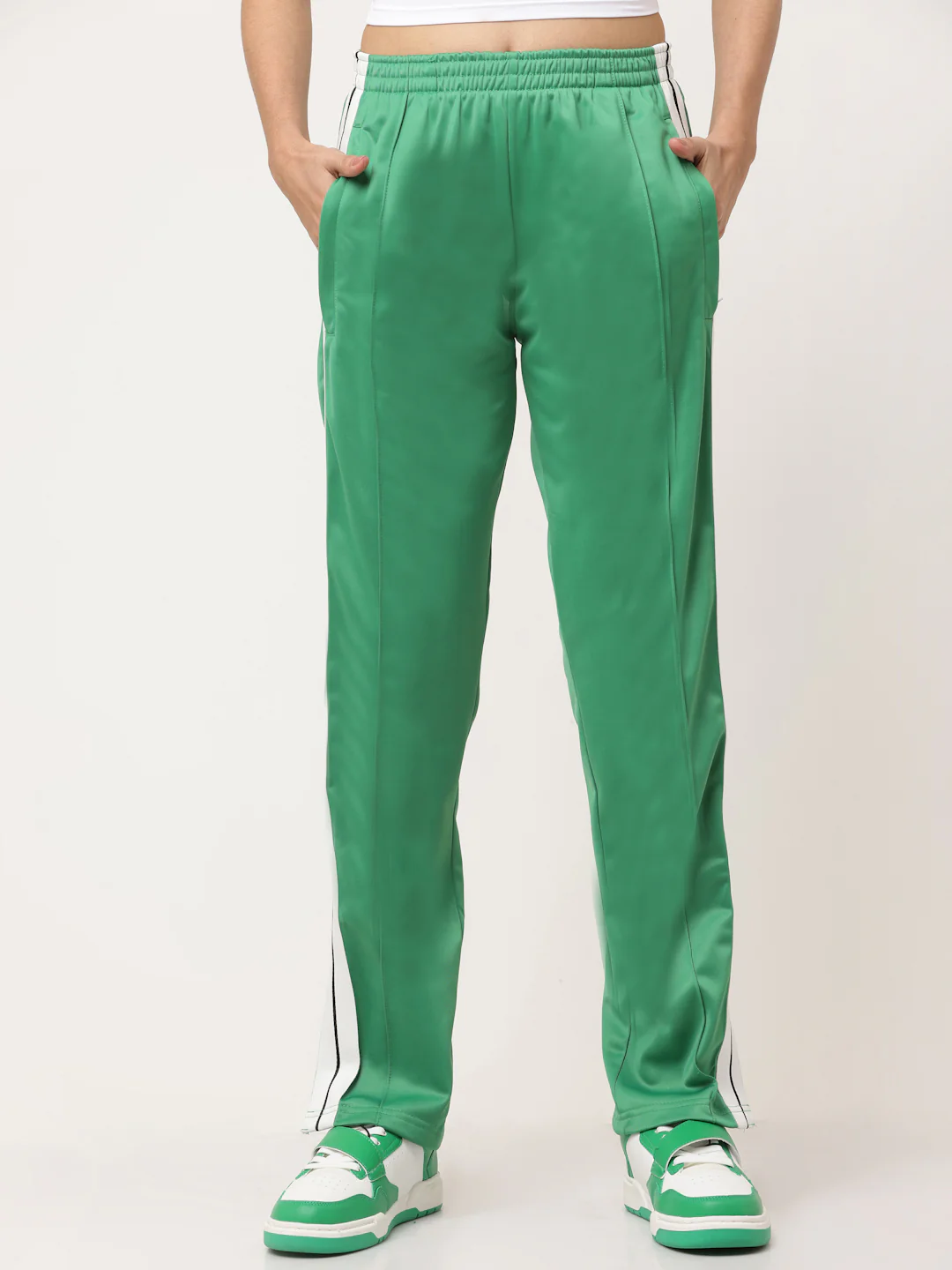 Green Side tape straight fit track pants - Image 5