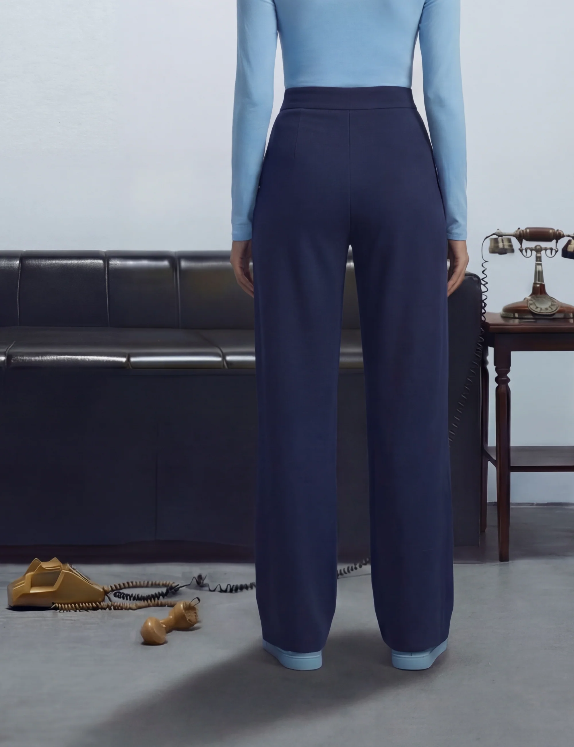 High Waisted Button Multiple Pockets Straight Leg Casual Pants - Image 8