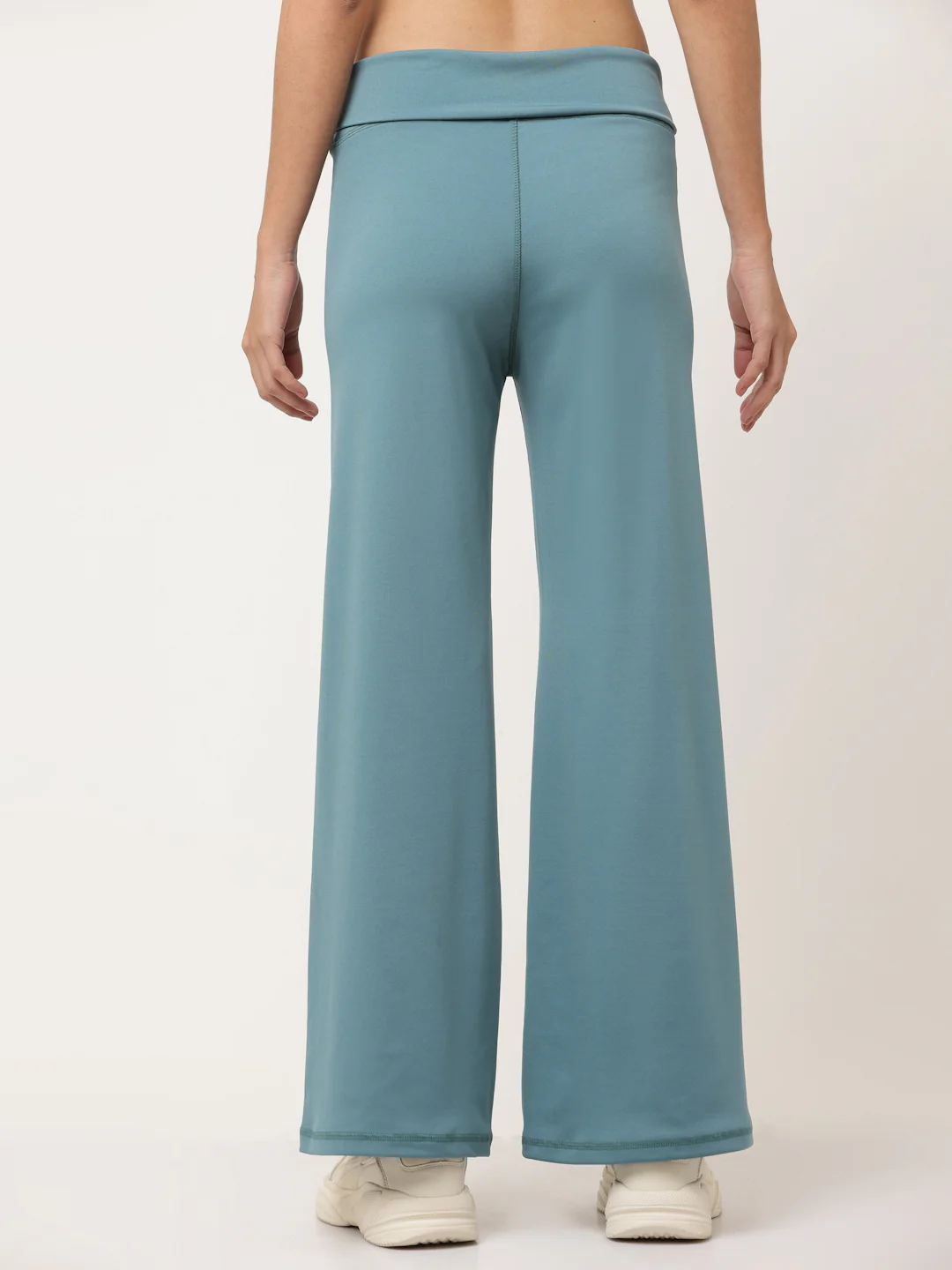 Blue Flared High Rise Full Length Yoga Pants - Image 3
