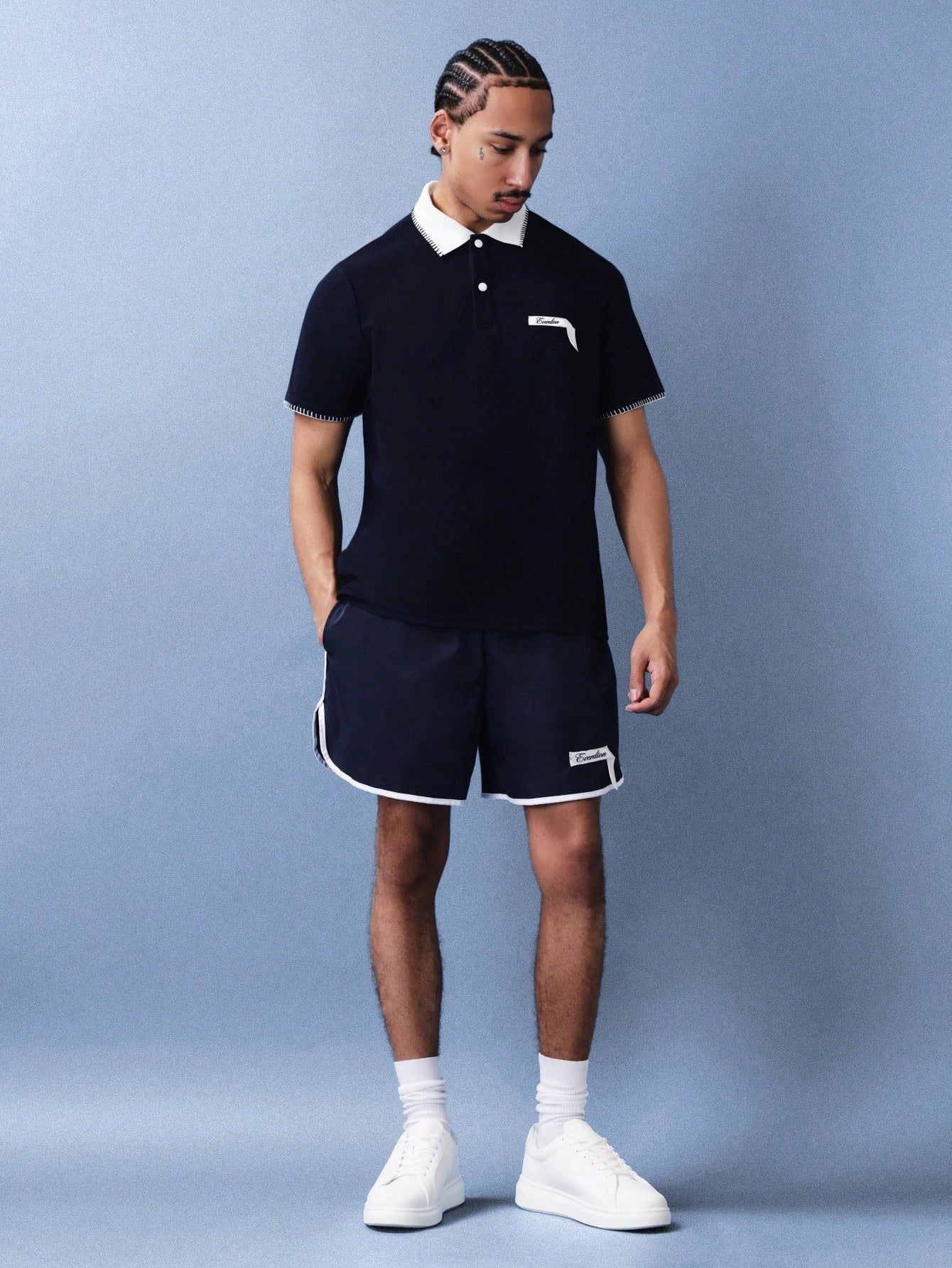 Patch Label Contrast Piping Shorts (Pre-Launch)