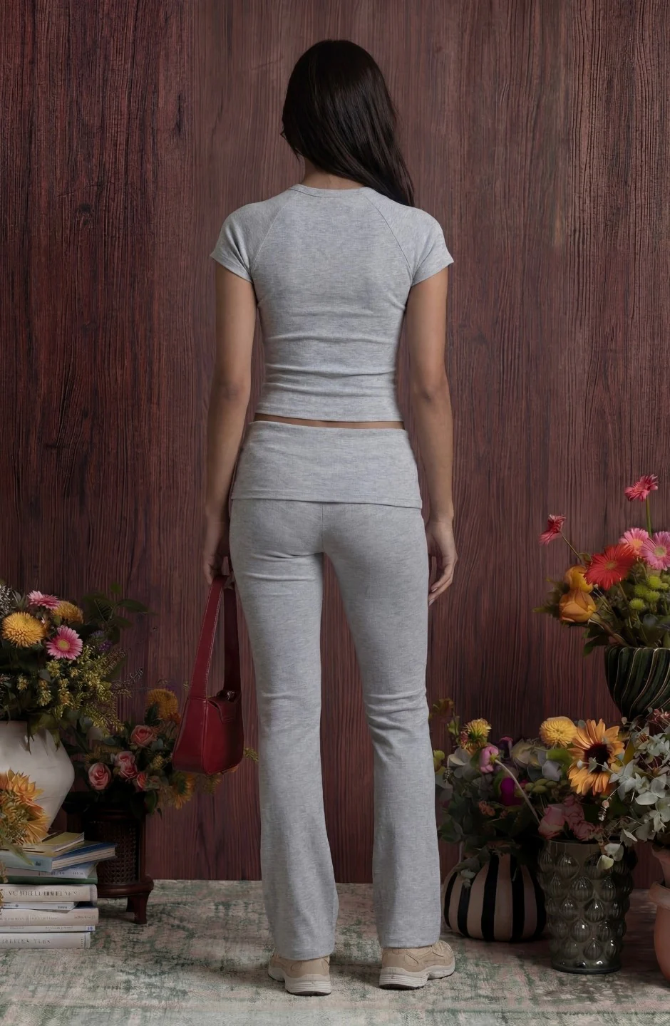 Soft Lounge Fold Over Pant And Raglan Top - Image 4