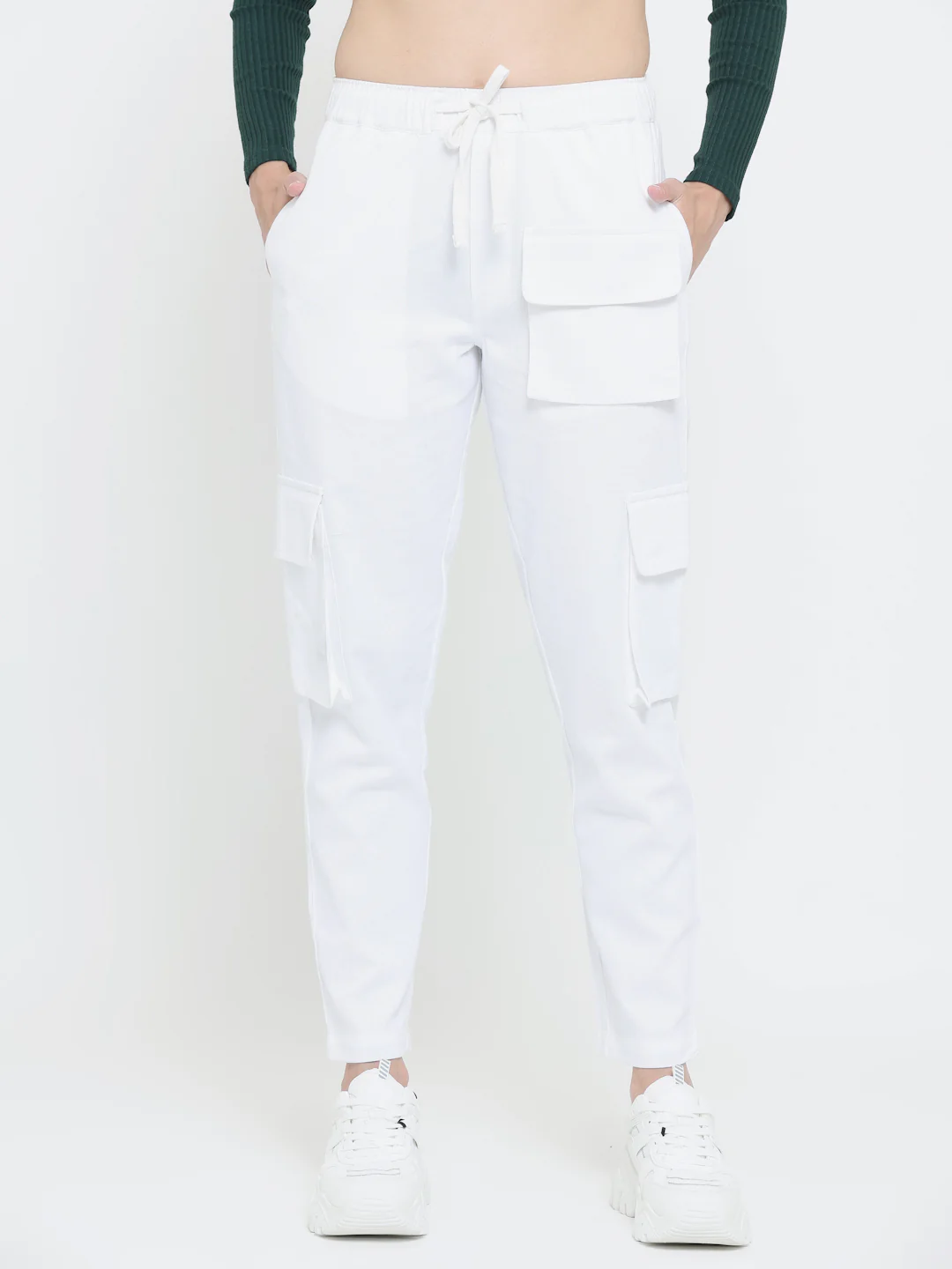 White Utility Cargo Pants - Image 6
