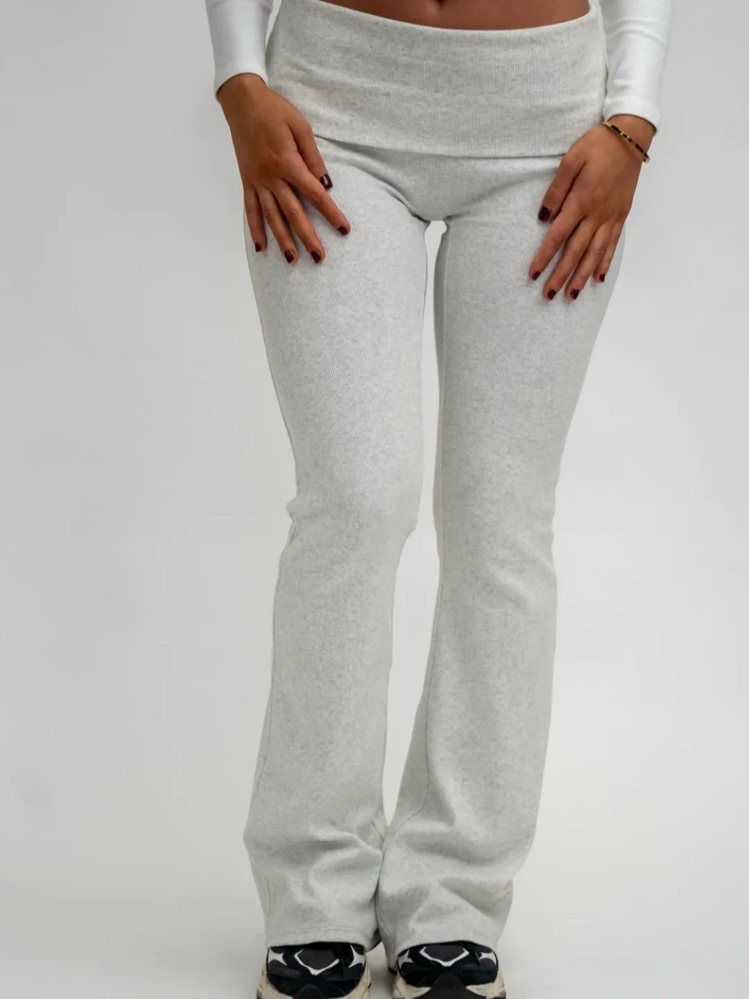 White Rib Top & Fold Over Pants - Image 3