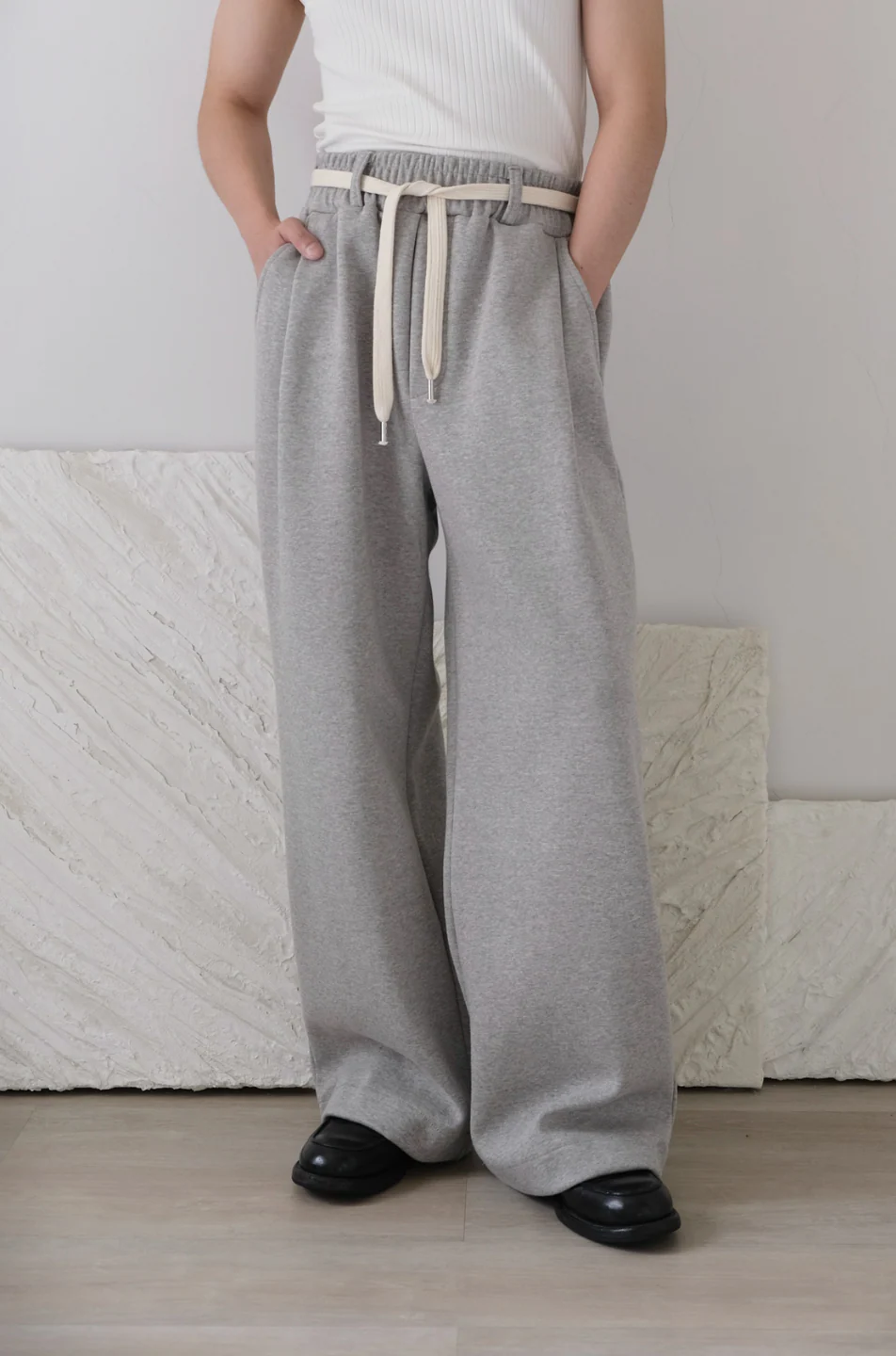 Wide Leg Pants With Cotton Belt