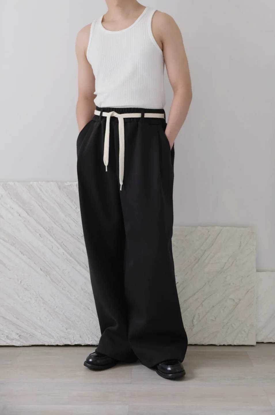 Wide Leg Pants With Cotton Belt - Image 18