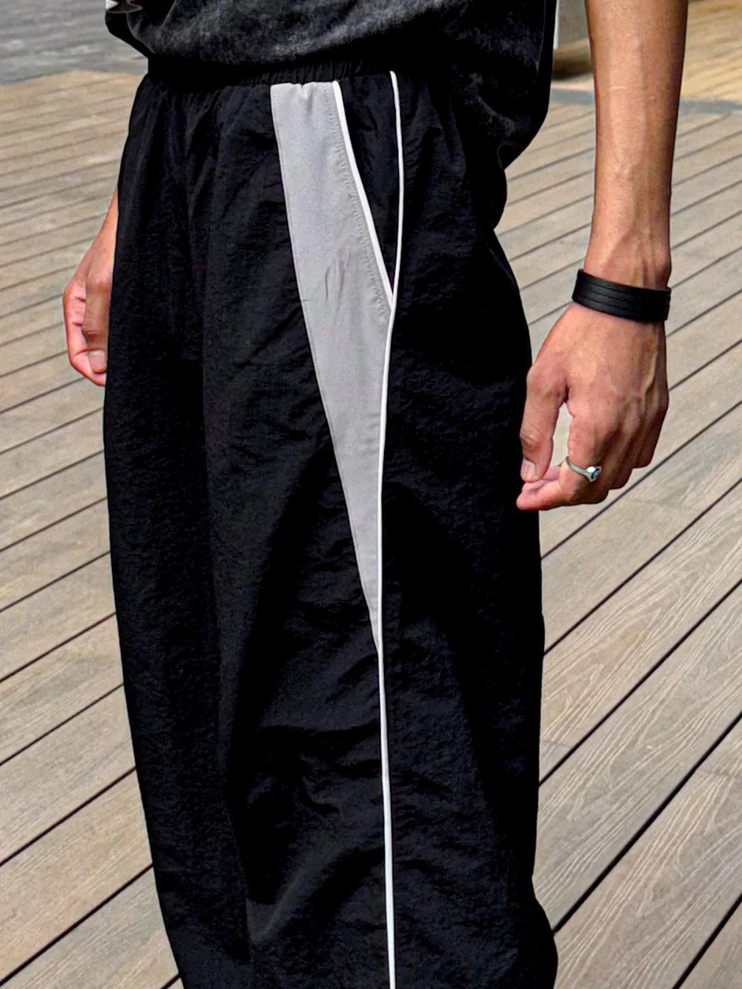 Contrast Piping Trackpant - Black - Image 6