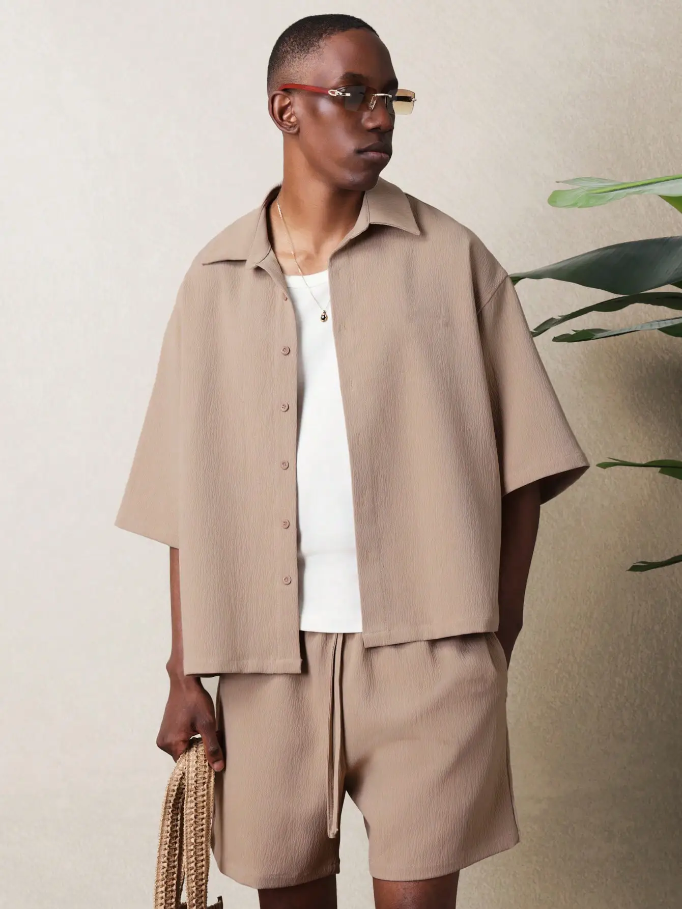 Yate Textured Button Down Shirt And Shorts Set (Pre-Launch) - Image 3